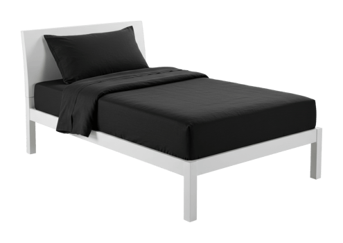 Creating a minimalist bedroom aesthetic with black bed and white frame home interior modern design png