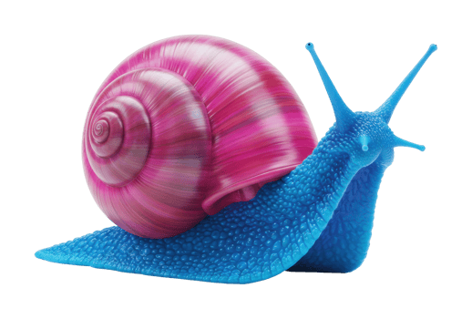 Colorful snail crawling on a surface indoor setting close-up photography vibrant details png