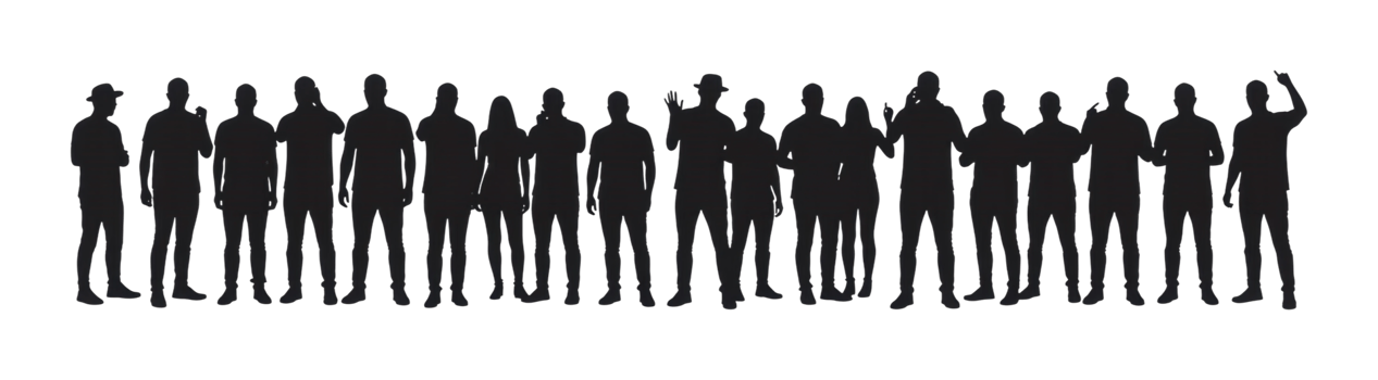Group of friends celebrating together urban setting silhouette art evening diverse culture png