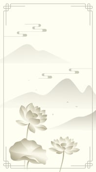 Lotus flowers and mountains in soft tones vector