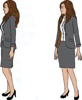 Side View of a Young Businesswoman Standing. vector