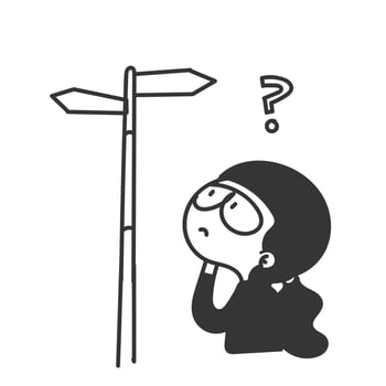 cartoon girl with question mark on her head vector