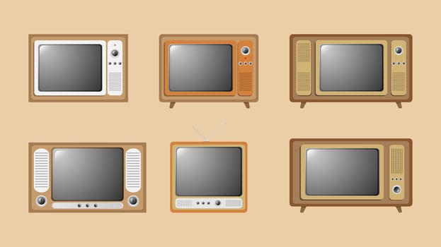 various vintage television designs vector