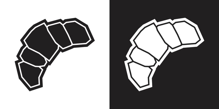 Croissant Icon in White Filled Cutout Style vector