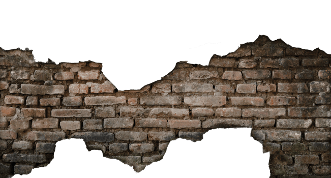 old damaged brick wall isolated element png