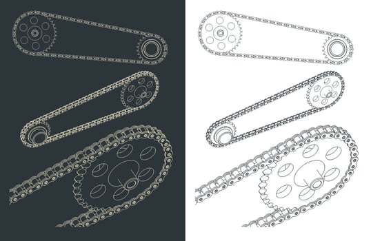 Bike Sprocket with chain drawings vector
