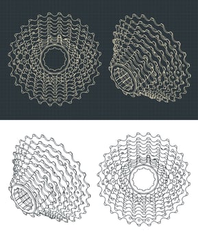 Bicycle sprockets drawings vector