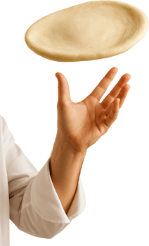 A man in a white shirt holding a pizza png
