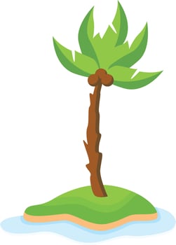 Tropical Palm Tree in Cute Cartoon Design vector