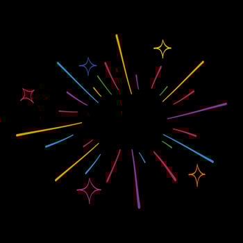 starburst hand drawn, doodle colorful fireworks design elements. vector