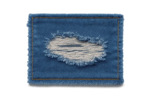 Distressed denim patch isolated on transparent background png