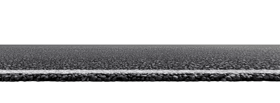 Black asphalt road edge with white painted line marking isolated on transparent background png
