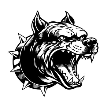 Black and White Illustration of Angry Pitbull vector