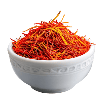 Saffron threads in a white bowl a vibrant spice png