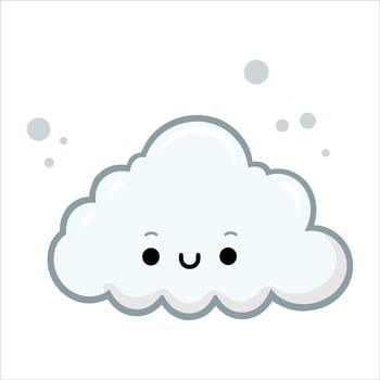 Cute kawaii cloud with happy face and sparkling dots vector