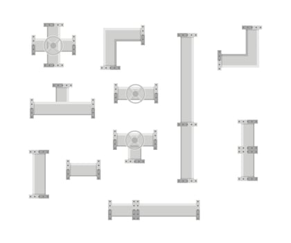 Plumbing water pipe line set collection featuring different size and shape vector