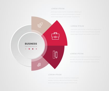 4 section half circle business infograph colorful vector