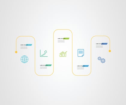 5 section business timeline infograph vector