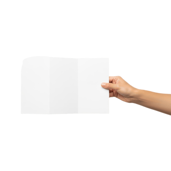 A person holding a blank white sheet of paper png