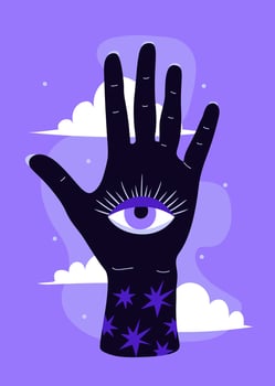 Hand illustration with eye and stars vector