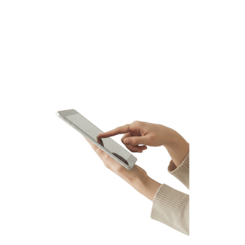 A persons hand with a ring on their finger uses a finger to interact with the png