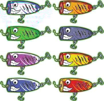 Colorful Cartoon Fishing Lures Set vector