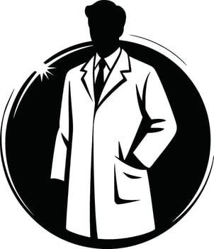 Professional Scientist or Doctor in Lab Coat Silhouette. Medical and Scientific Expert Icon vector
