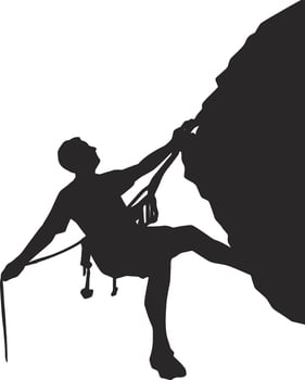 Silhouette of Men Climbing. Isolated on White Background vector