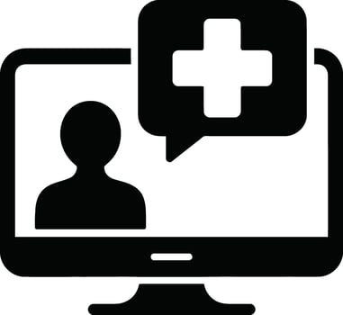 Online Medical Consultation or Telemedicine Icon . Virtual Doctor Visit on Computer Screen vector