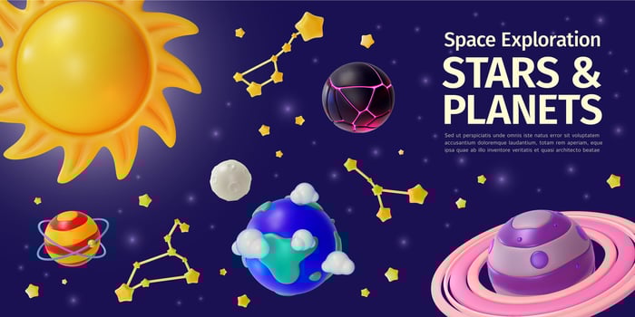 Colorful stars and planets in space illustration vector