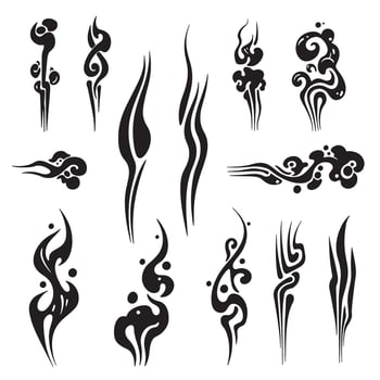 Black abstract organic shapes and swirls vector