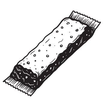 Black and white drawing of a cracker snack bar food illustration vector