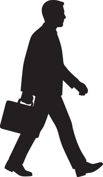 Businessman walking with briefcase silhouette black vector