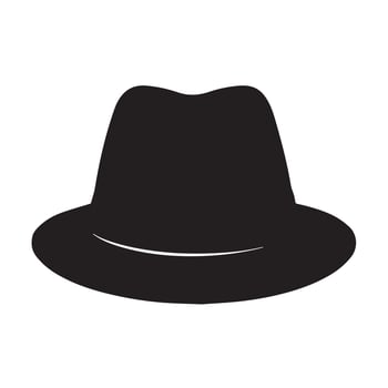 Black fedora hat silhouette with white accent vector