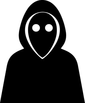 Hacker. Hacking. Digital danger. Icon of hacker in hood. vector