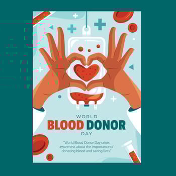 Hands forming heart shape for blood donation vector