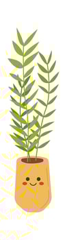Kentia palm in ceramic cartoon pot flat icon Green houseplant vector