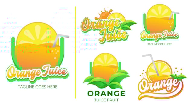 Colorful orange juice logo designs vector
