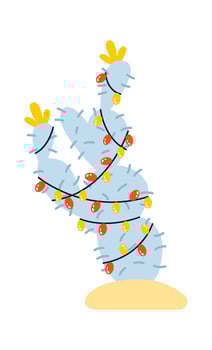 Cactus in Christmas lights flat icon Warm country vector