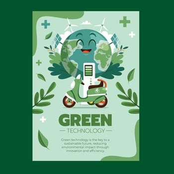 Green technology cartoon with eco-friendly themes vector