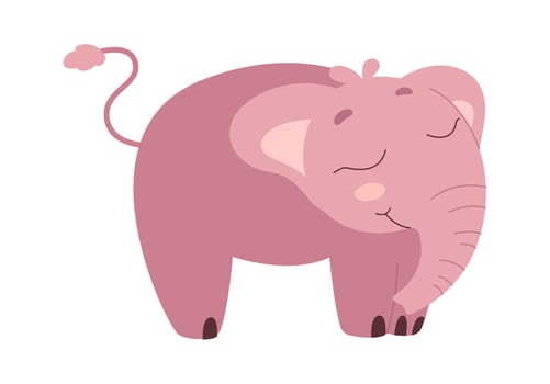 Cute mom elephant flay icon Funny animal vector