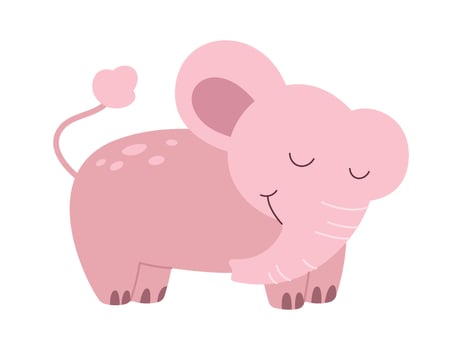 Cute baby elephant flat icon Funny wild animal vector