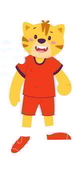 Funny tiger flat icon Football player in uniform vector