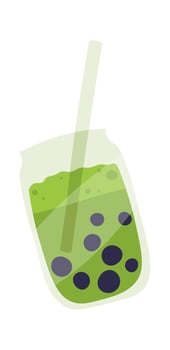 Bubble tea with matcha powder flat icon vector