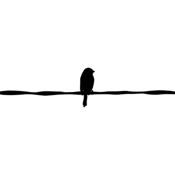 Silhouette of Bird Perching on Wire drawing vector