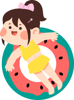 A girl in a swimsuit laying on a watermelon png