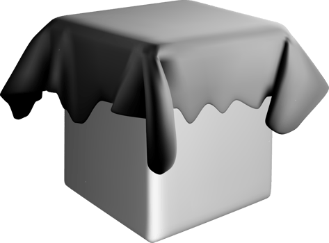 3D Box with Black Draped Cloth Covering png