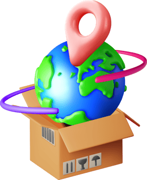 3D World Map with Delivery Box Concept png