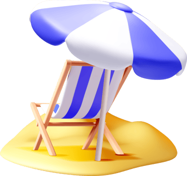 Colorful 3D Beach Chair with Umbrella png