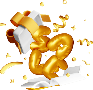 Festive 3D Gift Box with Golden Decorations png